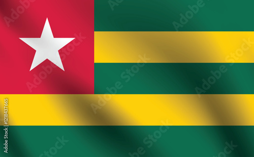 Togo flag official colors and proportion digital vector illustration. Pleated flag.