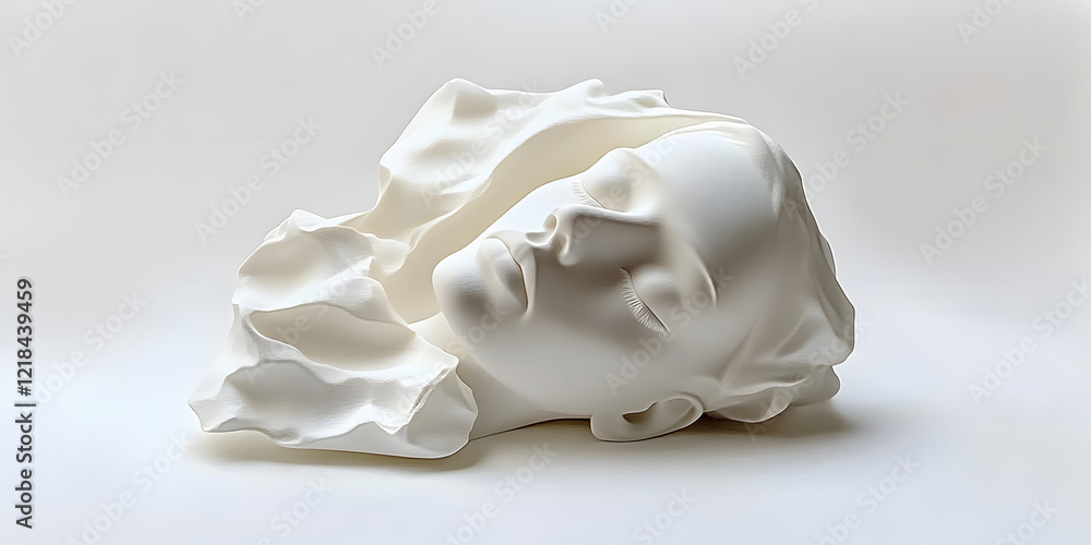 Abstract White Sculpture with Curved Surface
