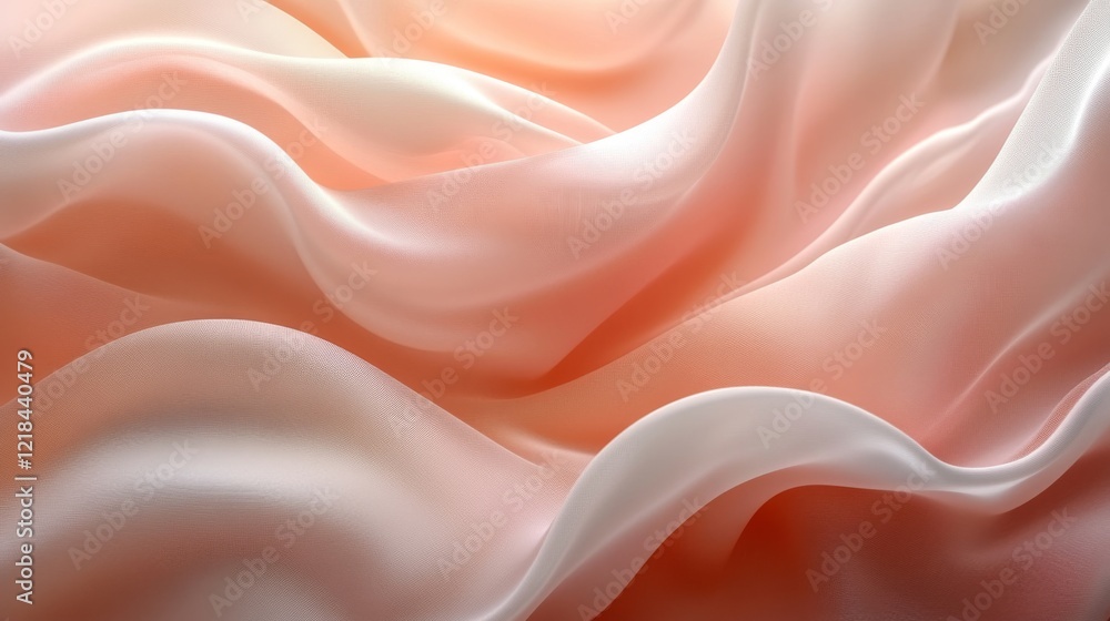 Fototapeta premium Soft Peach and White Silk Fabric Draped in Gentle Waves