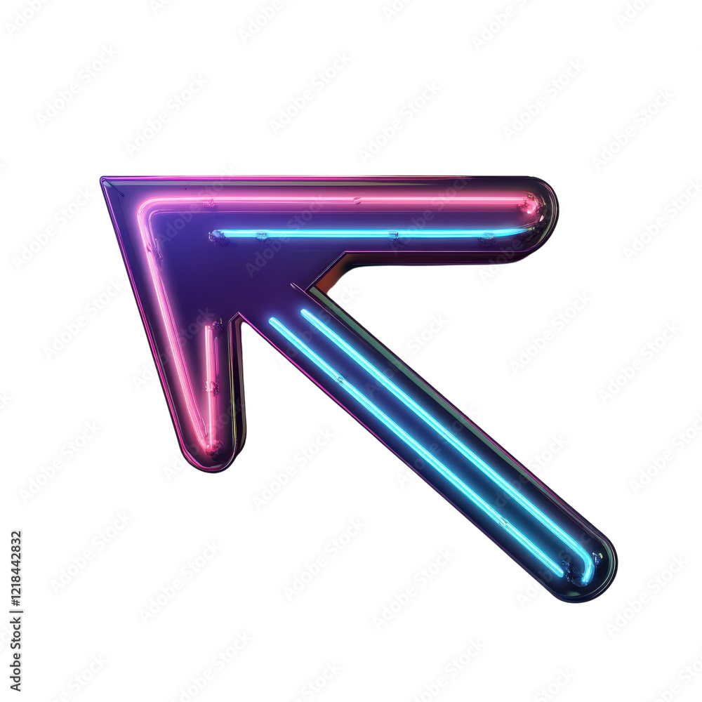 Glowing Neon Arrow Sign on transparent background. Glowing Neon Arrow Sign on transparent background.
