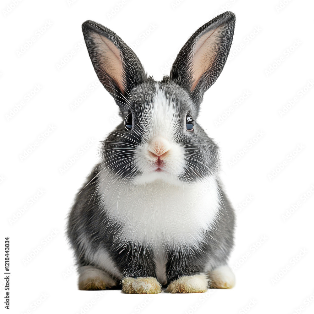 Obraz premium Adorable Grey and White Baby Rabbit Cute Bunny Pet Animal