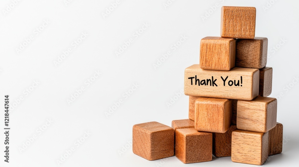 Obraz premium Thank-you cards with wooden blocks minimalist style home decor
