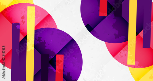 Squares, circles and triangles and grainy noisy texture. Vector Illustration For Wallpaper, Banner, Background, Card, Book Illustration, landing page
