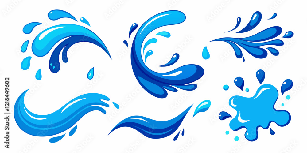 Set water splash isolated on white background. Set water splash isolated on white background.
