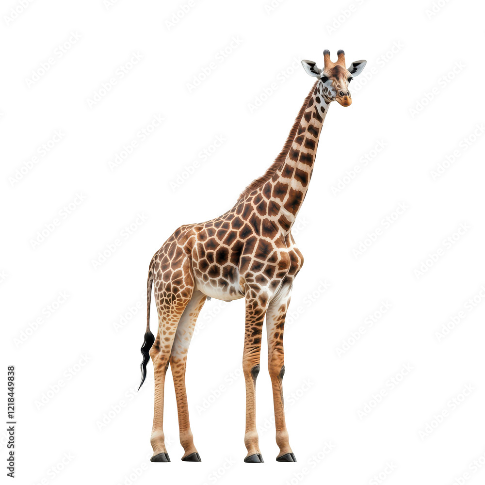 Naklejka premium Young Giraffe on Black Background Wildlife Animal Portrait