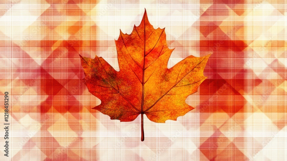 Fototapeta premium Autumn maple leaf on geometric background.