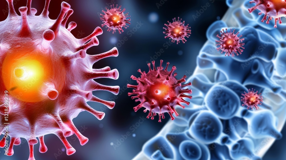 3d illustration of respiratory virus infection and its impact on lung health and disease 3d illustration of respiratory virus infection and its impact on lung health and disease