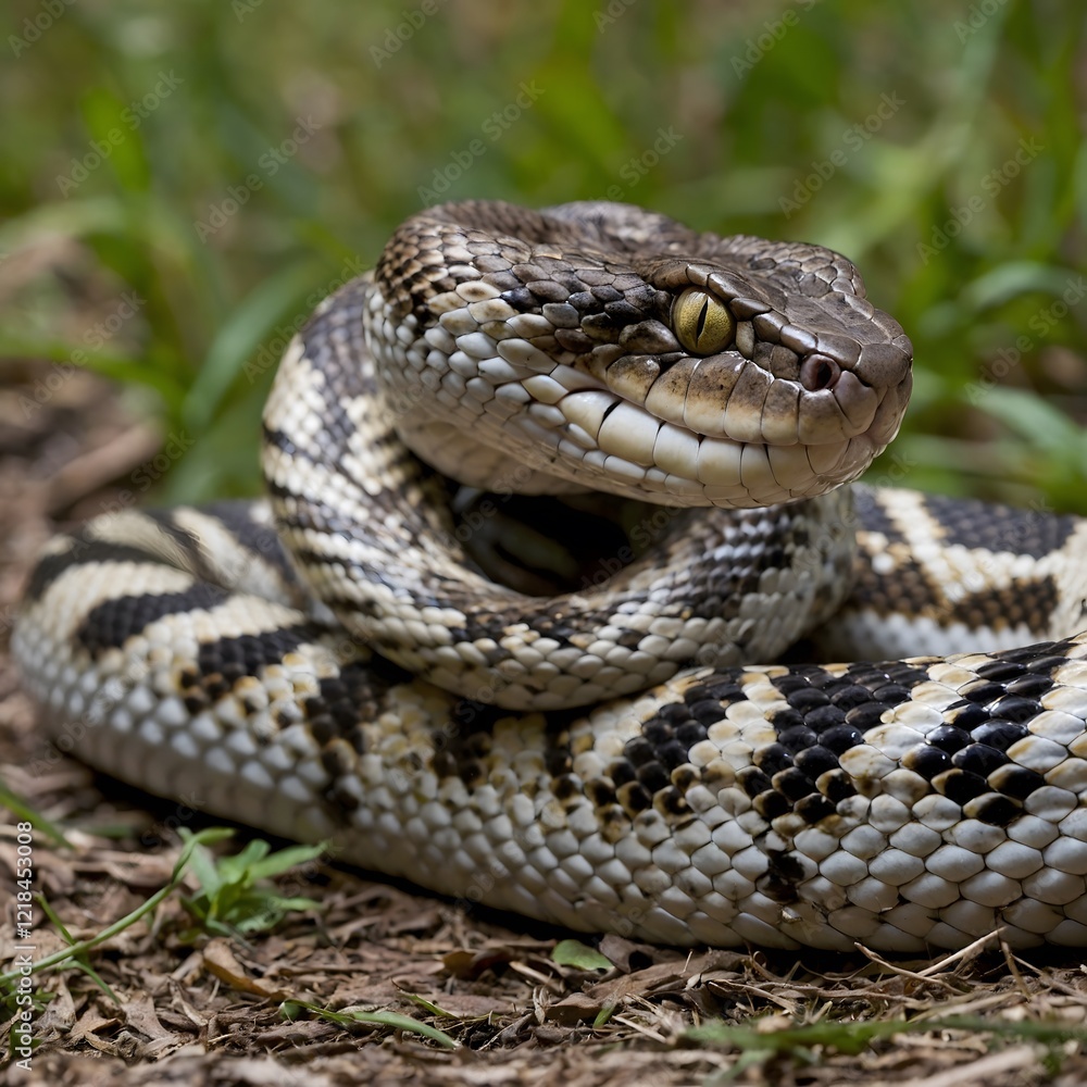 Eurasian Viper in Defensive Display with Coiled Body and Fangs Bared Ready to Strike Eurasian Viper in Defensive Display with Coiled Body and Fangs Bared Ready to Strike
