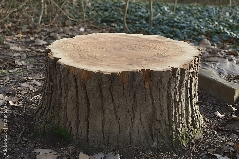 Tree stump in the forest, close-up. Natural background. Tree stump in the forest, close-up. Natural background.