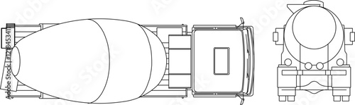 Vector sketch illustration silhouette design of construction industry heavy equipment vehicle for transporting cement mixture