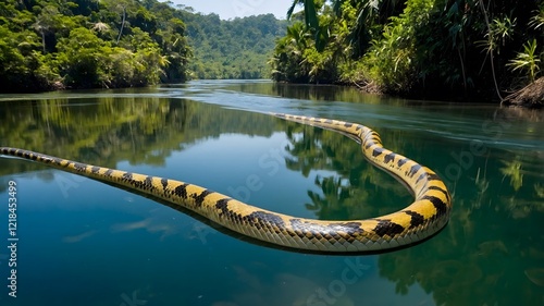 Defensive King Cobra with Hood Expanded and Tongue Flicking in the Air photo