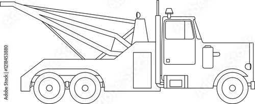Vector sketch illustration of silhouette design of industrial heavy equipment vehicle for transporting broken down cars