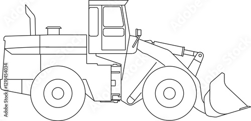 Vector sketch illustration of silhouette design of heavy equipment vehicle of construction industry for leveling land