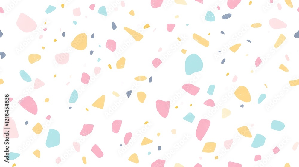 Soft Terrazzo Pattern with Muted Pastel Shades on White Background
Soft Terrazzo Pattern with Muted Pastel Shades on White Background