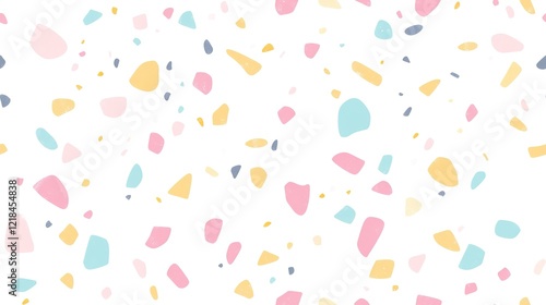 Wallpaper Mural Soft Terrazzo Pattern with Muted Pastel Shades on White Background
 Torontodigital.ca