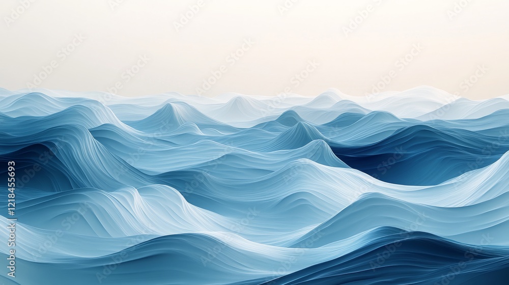 Abstract Blue Wave Landscape Digital Art Abstract Blue Wave Landscape Digital Art