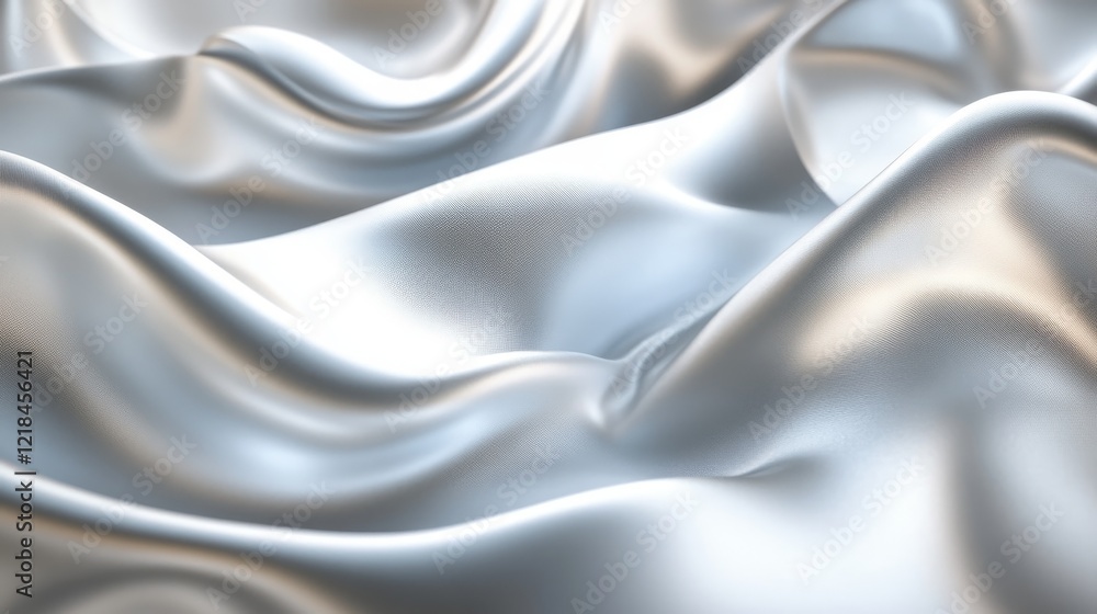 Obraz premium Silver Silk Drapery Softly Undulating Waves