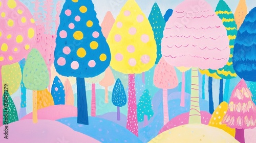 Whimsical Candyland Forest: A Pastel Dream photo