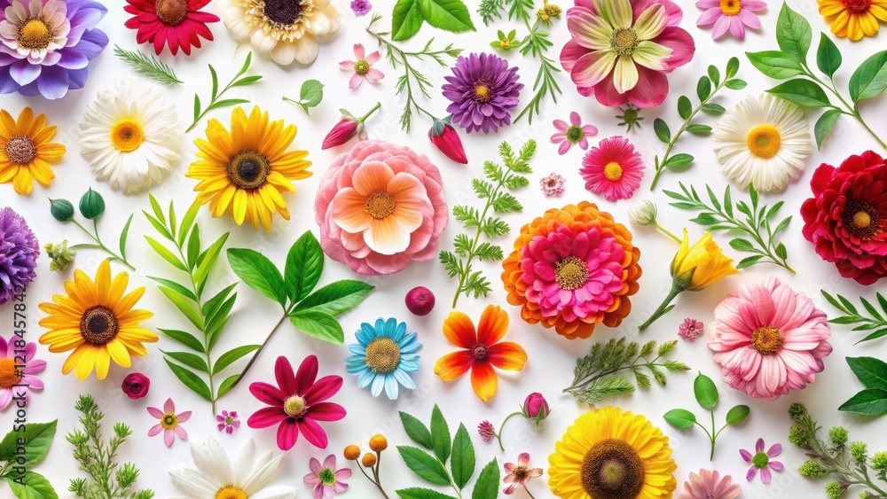 Colorful flowers in a repeating pattern on a white background , greenery, patterns, greenery, patterns, floral design Colorful flowers in a repeating pattern on a white background , greenery, patterns, greenery, patterns, floral design