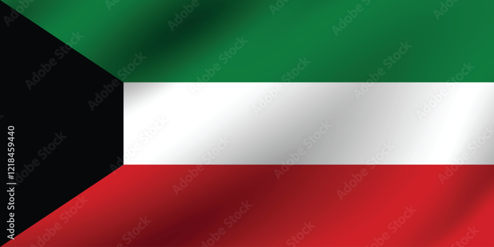Naklejka premium Kuwait flag official colors and proportion digital vector illustration. Pleated flag.