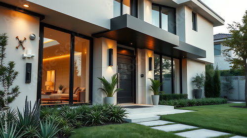 Wallpaper Mural Modern Luxury House Exterior at Night: Contemporary Architecture and Elegant Design Torontodigital.ca