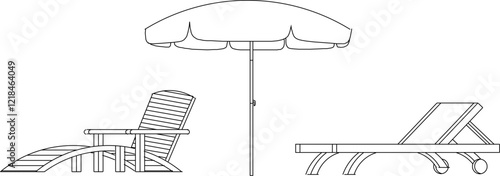 vector illustration design Beach chair umbrella for relaxing sunbathing