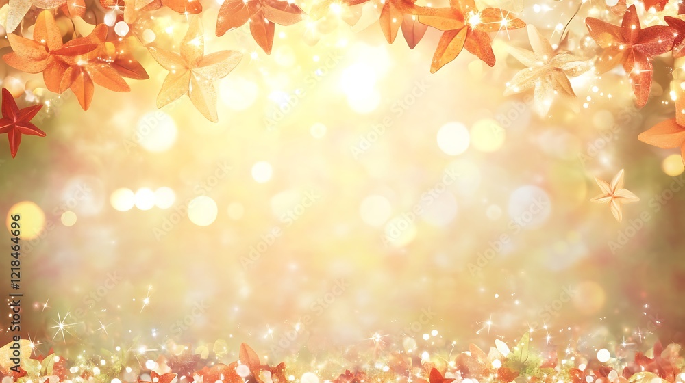 Autumnal Star Flowers Glowing Background Autumnal Star Flowers Glowing Background
