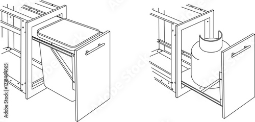 vector illustration design detail Bedside organizer on wheels for home kitchen set interior
