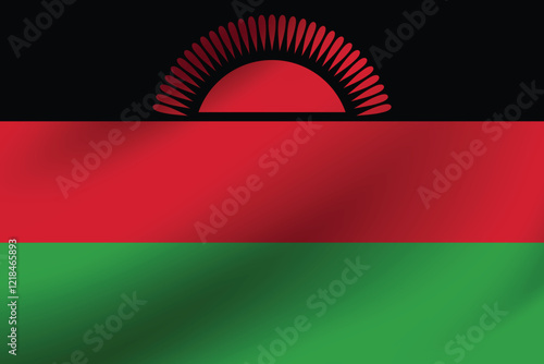 Malawi flag official colors and proportion digital vector illustration. Pleated flag.