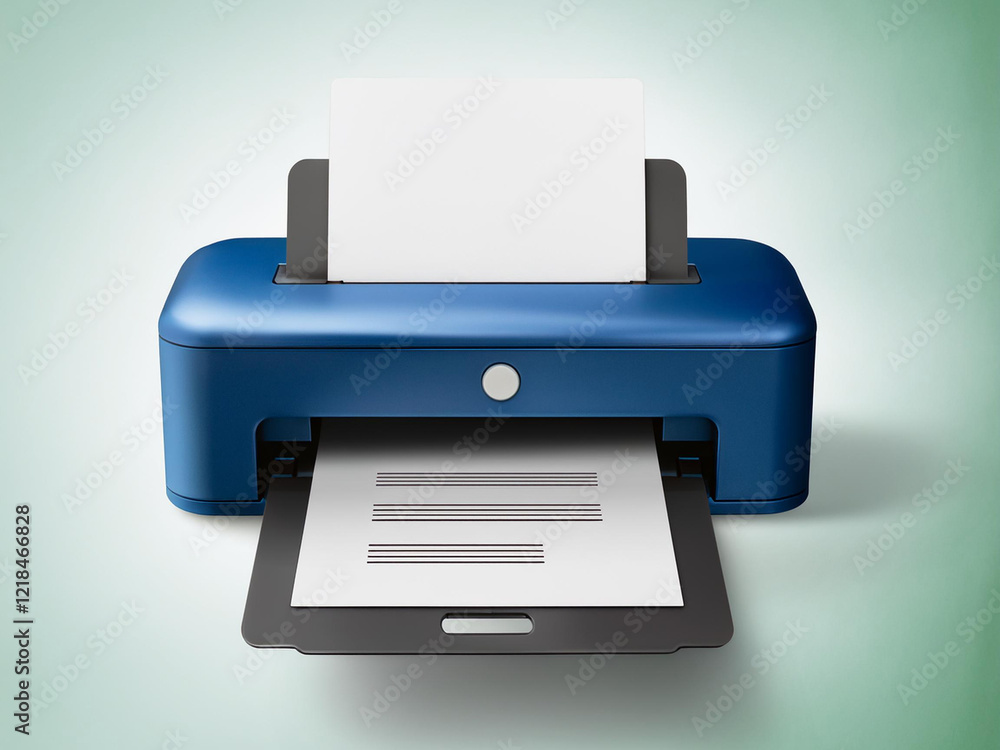 The concept of digital print technology is depicted in a 3D render of a paper document isolated on a transparent background from a small paper printer machine. The concept of digital print technology is depicted in a 3D render of a paper document isolated on a transparent background from a small paper printer machine.