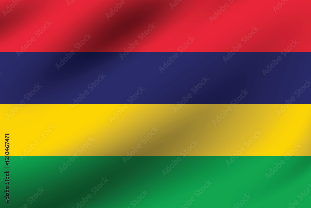 Fototapeta premium Mauritius flag official colors and proportion digital vector illustration. Pleated flag.