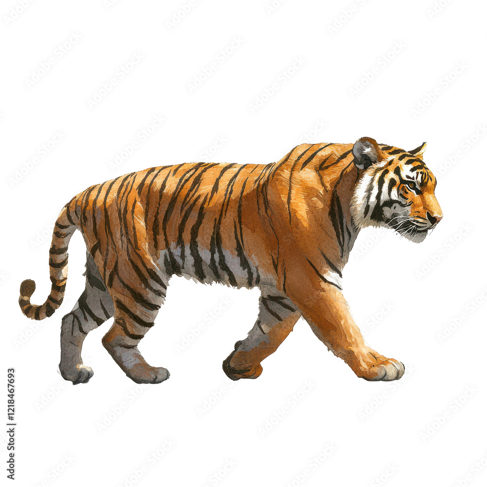Obraz premium Majestic Tiger Walking Wild Cat Orange Black Stripes