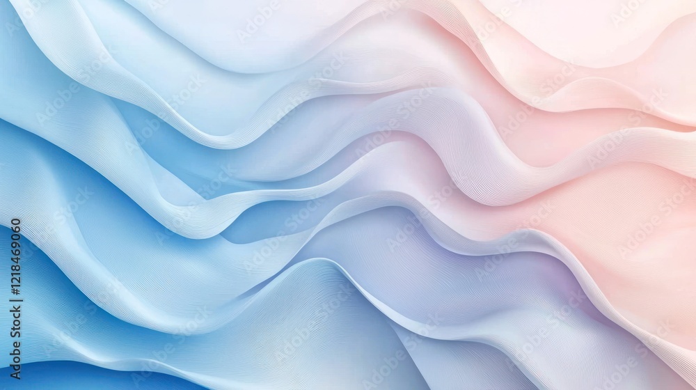 Obraz premium Abstract Pastel Wave Background: Serene Blue and Pink Swirls