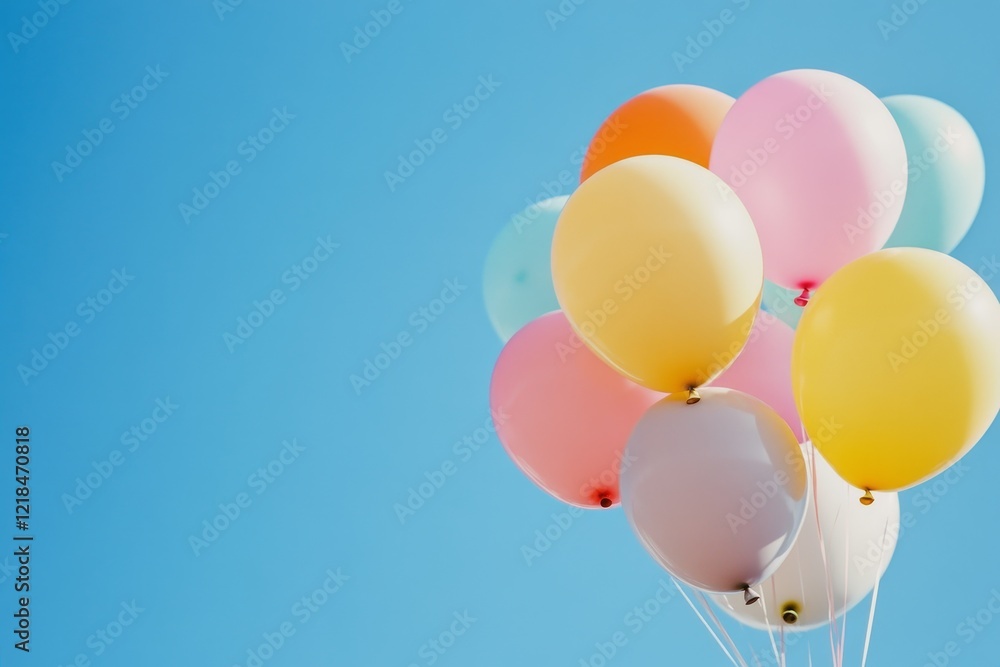 Colorful Balloons Floating Against a Clear Blue Sky Colorful Balloons Floating Against a Clear Blue Sky