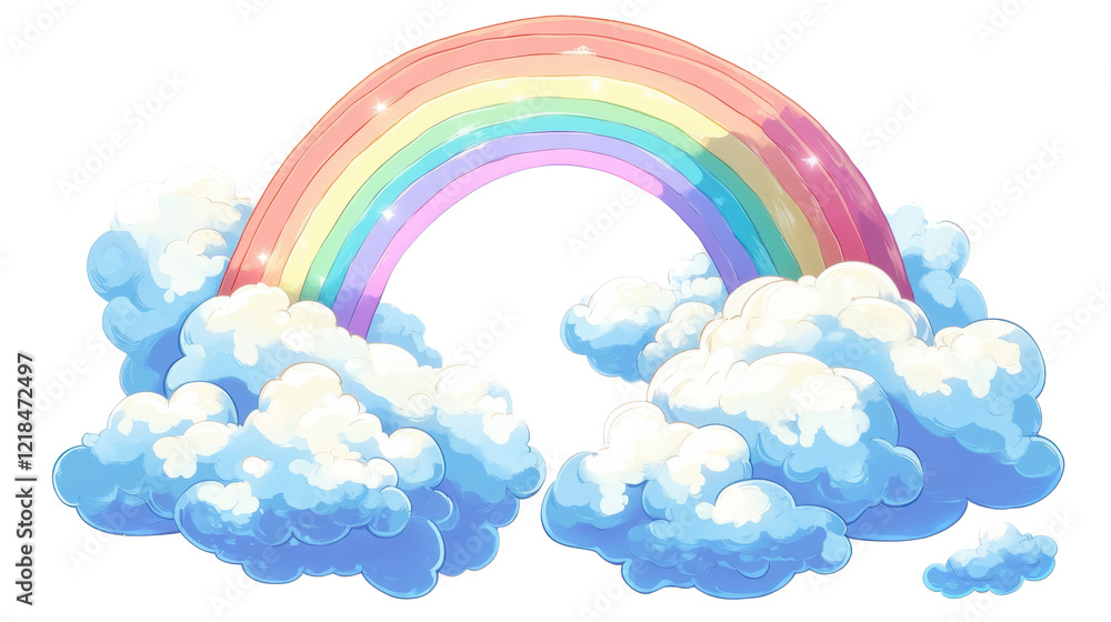 Rainbow with clouds on transparent background Rainbow with clouds on transparent background