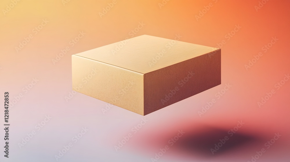 Fototapeta premium Floating Cardboard Box with Textures on Gradient Background