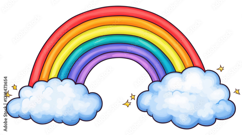 Rainbow with clouds on transparent background Rainbow with clouds on transparent background