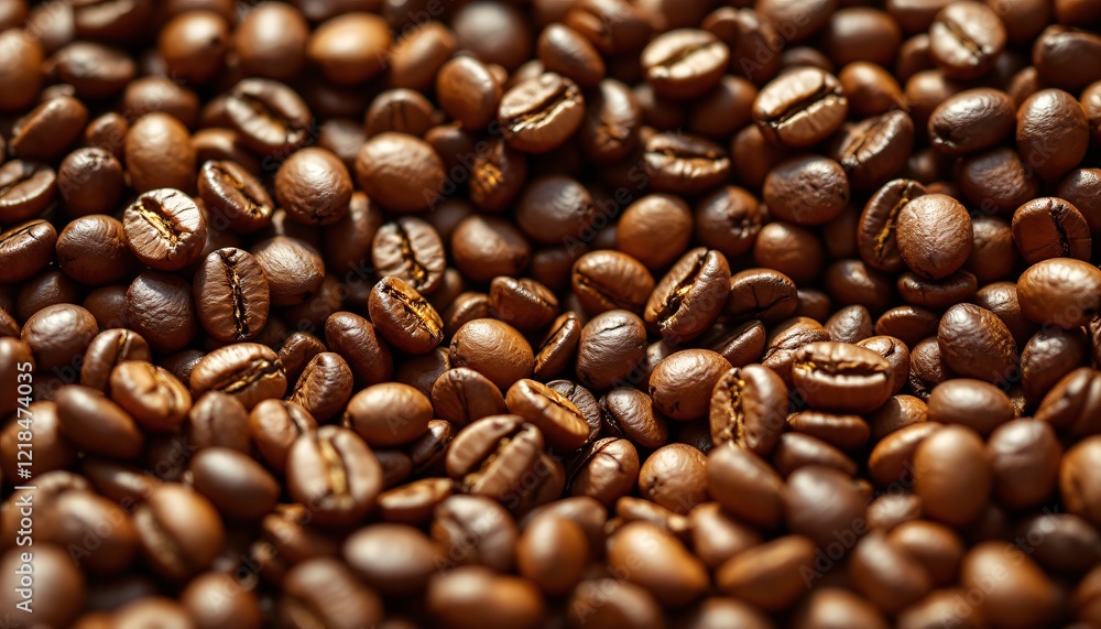 Naklejka premium Abstract Background Roasted Coffee Beans: A Rich Aroma and Deep Brown Hue