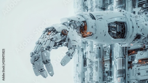 Robot Arms Working in Sync to Build Skyscraper Sleek Metallic Design and Hyperrealistic Details