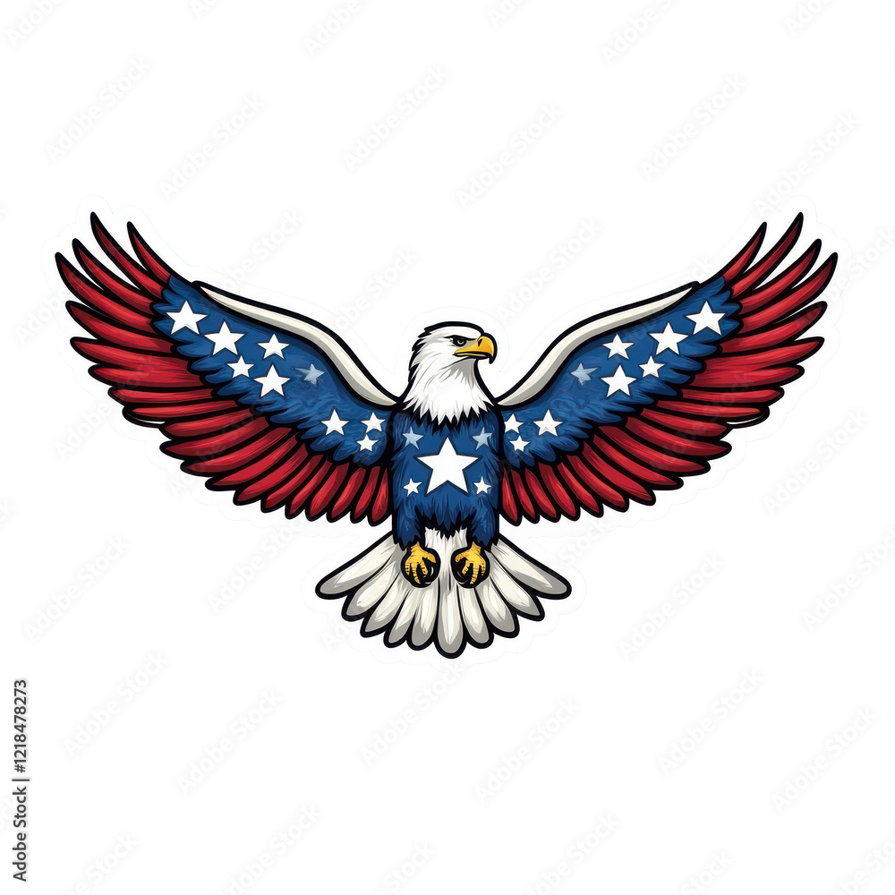 Obraz premium Patriotism American Bald Eagle Wings Stars Stripes Freedom,