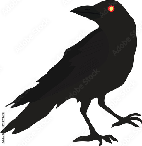 A scary crow vector illustration. Halloween illustration for book illustration, bag, placard, banner design. photo