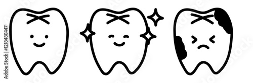 歯　キャラクター＿白黒