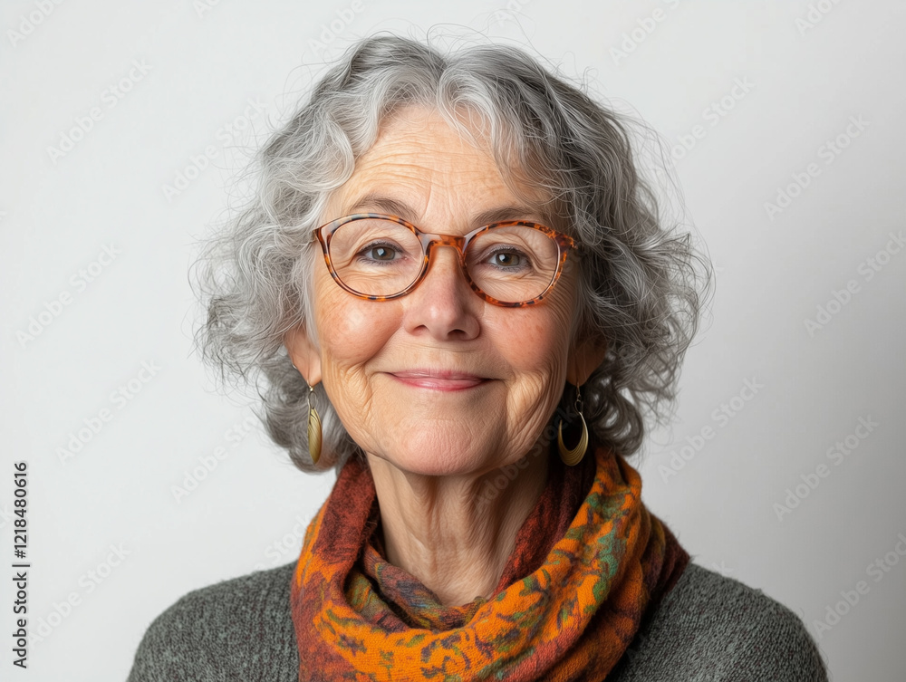 portrait of a grandmother isolated on a white background portrait of a grandmother isolated on a white background