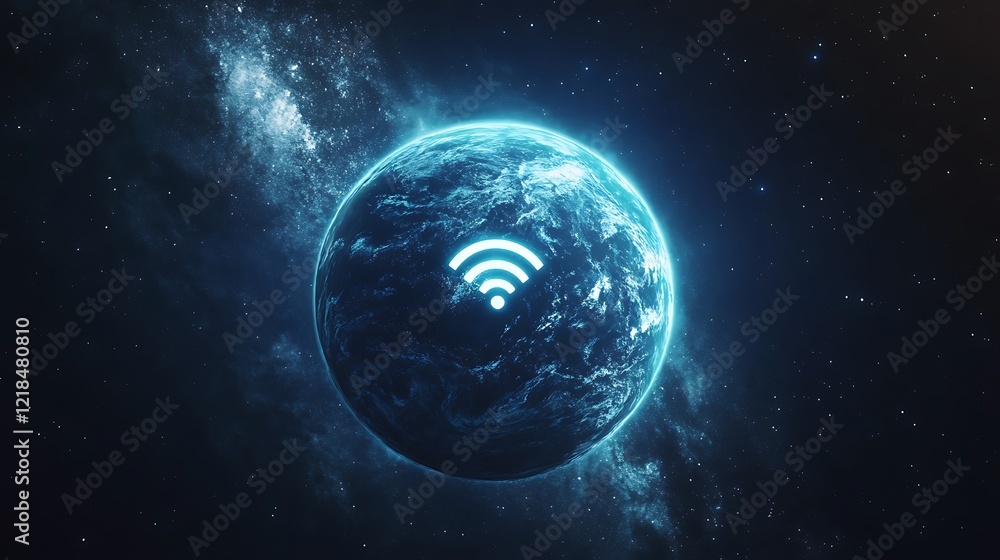Obraz premium Global Network Connectivity: A Futuristic Vision of Worldwide Internet Access