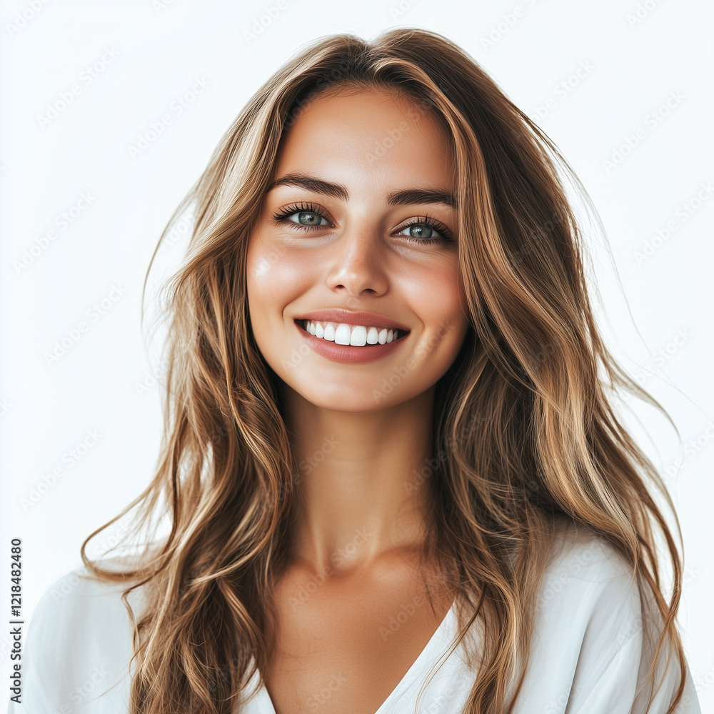 Portrait of a beautiful smiling girl isolated on a white background Portrait of a beautiful smiling girl isolated on a white background