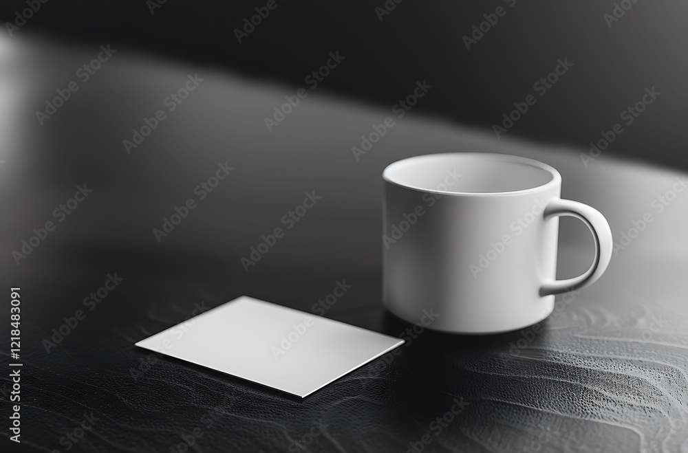 White Mug and Blank Card Mockup White Mug and Blank Card Mockup