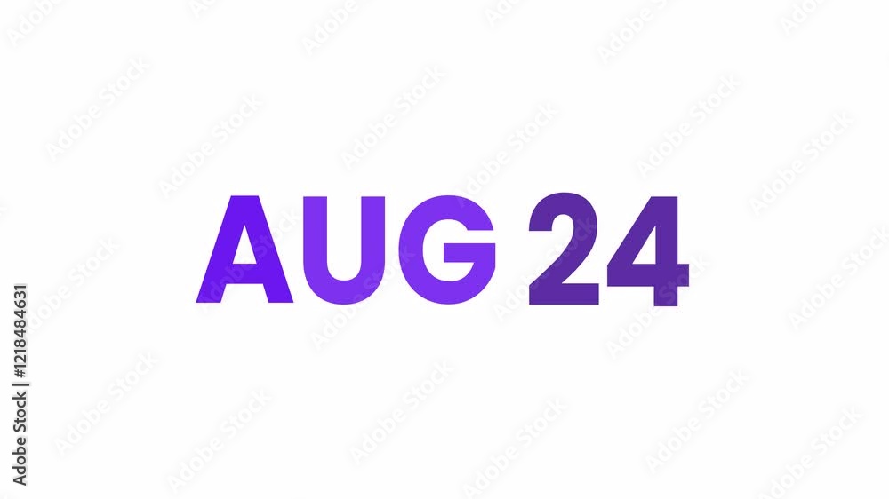 24th August calendar icon animation. Alpha matte with transparent background 4K resolution. 24th August calendar icon animation. Alpha matte with transparent background 4K resolution.
