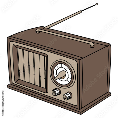 Illustration of a vintage radio isolated on a white background.