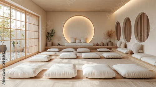 Serene Japanese zen garden room meditation photo