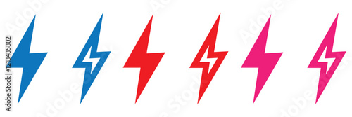 flash thunder power icon, flash lightning bolt icon with thunder bolt - Electric power icon symbol - Power energy icon sign in filled, thin, line, outline and stroke style for apps and website